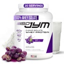 JYM 补充科学 Iso JYM Grape,90卡路里,100%Whei蛋白隔离,零脂肪,零糖,混糖清,面向女性和男性,20种服务
