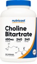 营养成本 Chocost Choline Bitartrate 650mg, 240 Vegetarian Capsules - 非 GMO, 蔬菜友好, Gluten Free