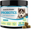 Eagou Diary Probiotics for Dogs - Dog Probiotics for Decemberive Health, Gut Health Supplements with Prebiotics, Goat Milk, Omega 3,维他命,Chews for Canine 腹泻,胃,气体救济 - 120 Ct