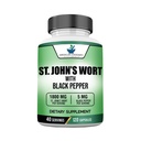 美国标准补编:St. John Wort 1800mg 用黑辣椒水果提取剂服务-Vegan、Gluten Free、N-GMO、120 Capsules、40个服务