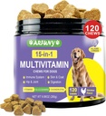 15 in 1 Dog 多维他命补充剂 - 狗维生素用于免疫系统,文摘,Hip & Joint, Skin & Coat - 配有必需维生素,Glucosamine & Chondroitin - 鸡肉,120 Chews