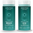 Iwi Life Brain & Eye Omega-3 Bundle, 30名服务员,Vegan Planet-Based Algae Omega 3 配有EPA + DHA, Krill & Fish Oil 替代品,无鱼味余味