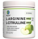 L-Arginine 5000mg + L-Citrulline 2000mg 复合粉末补充饮料混合剂 - 用于心脏健康,血液流动和能量的氮氧化物促进剂 - 30 services (绿色苹果)