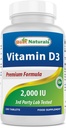 Best Naturals Vitamin D3 2000 IU(50 mcg) - 100块平板电脑 - 100天供应 - 帮助支持免疫健康,强骨和牙齿,和肌肉功能(100个计数(1包))