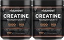 NatureBell 2 Pack Creatine Monohydrate Powder 500g, 5000mg Per service + 微量化,纯和不味化 + 工作前肌肉支持 → Keto, Vegan, Filler-free → 200 services (2.2 磅)