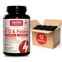 超强甲基B-12 5000 mcg & Methy Folate 800 mcg + P-5-P,细胞能量代谢和心血管支持的补编,60可切片,60天供应,12包