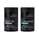 体育研究 Vegan Biotin 10,000 mcg 配有 Coconut Oil 最大强维他命 B7 120 软胶(4个月供应)和双强L-Thenine 补充 聚焦,放松和警觉 200 mg 60 计数