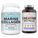 AMANDEAN Premium Creatine HCl & Marine Collagen Bundle. USA-Made CON-CRET. 7X 聚焦. 野生水解鱼Collagen蛋白 抗衰老. 支持恢复和精益肌肉。 健康皮肤