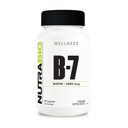 NutraBio Biotin(维生素B-7)补充剂,5000mcg -- -- 可能帮助促进健康头发、皮肤和钉子,90个蔬菜罐头