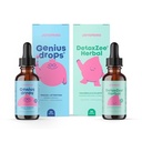 JoySpring Genius Drops & DetoxZee Herbal Bundle 儿童维生素自然来源,非GMO,非酒精液体公式,豁免健康支持 QQ Vegan & 蔬菜补充