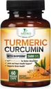 Turmeric Crucumin 补编 2600mg - 95% Crucuminoids 有机Turmeric & BioPerine Black Pepper 提取物,用于最佳吸收,天然维冈联合支持,非GMO,美国瓶装 - 60 Capsules