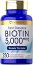 Carlyle Biotin 5000mcg → 250 快速溶解片 → 蔬菜, Non-GMO, Gluten 免费补充