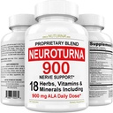神经病支持 Nerve 补充900 mg纯Alpha Lipoic Acid - 最大强度公式,加强手指,手,脚的神经功能 - 最佳侧面救济支持 - 180 Capsules