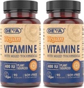 DEVA Vegan Natural Source Vitamin E 400IU 配有混合曲面醇,无豆类 – 90 Veg Caps (Pack of 2)