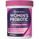 女性的食谱,100亿CFU 32条草条,有先生纤维、酶和Cranberry、阴道尿道消化剂和免疫物、无酵母、大陆架稳定、延迟释放、30盖