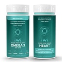 Iwi Omega-3 Minis & Heart Omega-3 Bundle, 30名服务员, Vegan 厂制藻类 Omega 3, Krill & Fish 石油替代品, 无鱼味余料