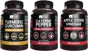 Cayenne Pepper、Turmeric Crucumin、苹果苹果苹果酒Vinegar Bundle(365罐头)