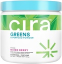 Cira Daily Greens - 自然甜化,有机螺旋藻类超级食品粉末加Premium,抗氧化剂-Rich 配料用于脱脂,消化, & 能源 - 混合莓,30种服务