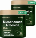 空气男孩 Liposomal Nicotinamide Riboside 900 mg, NAD 补充Resveratrol, NMN 替代 NAD 助推器 支持抗衰老,能源,焦点 - 80 Capsulesx 2 Pack