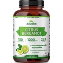 Zazzee Citrus Bergamot 25:1 提取 1200毫克,40% 多酚氟化酮, 150 Vegan Capsules, Kosher, 集中化和标准化的25X Potency, Non-GMO 和全自然,美国制造
