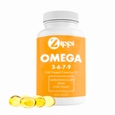 Zippi Omega 3-6-7-9 Camelina Softgels - 植物基 Omega 3-6-7-9 脂肪酸补充剂. 帮助支持大脑、肝脏、心血管、豁免和联合功能