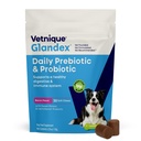 Vetnique Glandex Daily Probiotics for Dogs with Prebiotics 支持古特健康与纤维和消化酶,Probiotic Chews或粉末(30ct Chews, Bacon Chews)