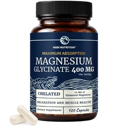 用于睡眠、平静、肌肉放松、心脏、骨骼和神经支持的甘油酸镁400mg → 高吸收公式 → 120 Ct(2个月供应)