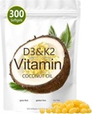 维生素D3 K2软胶,D3 K2 维生素10000 IU,10000 IU VIT D3 + 200 MCG 维生素K2,无转基因 O, Gluten, Soy, Bone Health, 支持钙吸收, 300 Gels