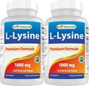 Best Naturals L- Lysine 1000mg 180 平板电脑(180个计数器(一包))(2瓶)