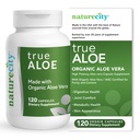NatureCity True-Aloe Gut健康支持 – 80,000mg Aloe Vera Gel Equivalent per service – Organical Aloe Vera (120 Capsules) 用于消化,皮肤和联合支持 → 小型易吞丸