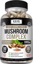 Kaya Naturals Premium Mushroom Complex Potent - 蘑菇补充剂 - Mushroom Complex Capsules 1995mg Per Service - Aids 精神清晰支持免疫系统,健康与生命力 - 180 Counter