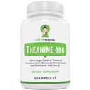 VitaMonk L Theanine 400mg 补编 - L-Theanine 400mg 无人工填充器 - 外强力 L Theanine 补编 - Ltheanine 60 Capsules