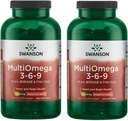 Swanson MultiOmega 3-6-9 - 非GMO Flax, Borage & Fish Oil Capsules - 基本脂肪酸支持心血管健康和脑健康 - (220软胶,2400mg服务) 2瓶