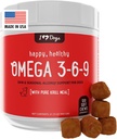 iHeartDogs Omega - 3 - 6 - 9 配有纯南极磷虾油的狗皮和煤鱼油补充剂 - 过敏和Ichy Skin Relief Chews, 120 Count