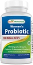 女性最佳自然药物 100亿 CPU - 10 Strains + Prebiotic Fiber + 消化酶 Blend + 妇女健康 草药 Blend - Imune, Dlightive & Gut Health - 60 Deleyaed Capsules
