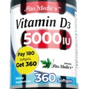 FITO MEDIC's Lab - Vitamin d - 5000 IU - Vitamin d3 - 360 软胶 - Vitamin d3 - 5000 iu - 用于骨,牙齿,肌肉和免疫健康支持,超高吸收,维生素d3.