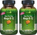 Irwin Naturals One-Per-Day Mega B-12 1,500mcg 高潜力甲基Cobalamin 维生素 - 快速增强吸收MCT + Asian Ginseng - 自然能源促进器 - 60 液态软胶(Pack of 2)