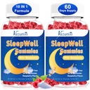 成人和孩子的睡眠Gummys-无糖美拉图宁 Gummys with Magnesium, L-Theanine,维生素B12, Vegan - Raspberry Flavored, 120 Cts.