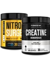 Jaked Factory Nitrosurge为肌肉建筑(30架服务、蓝树莓)和Creatine Monohydrate粉为肌肉生长和恢复(30架服务、无味)建造预工