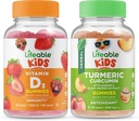 活生生的维生素D儿童 + Turmeric Curcumin 儿童,Gummys Bundle - 大品尝,维生素补充,Gluten Free, GMO Free, Chewable Gummy