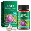 Liver Cleanse Detox & Reference - Health Liver支持草药补充剂,配有牛奶硝酸盐,Burdock,Turmeric Curcumin,Dandelion,以及更多-60 Vegan液态植物帽