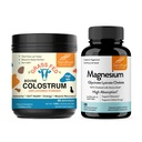 桑德胡的Bovine Colostrum Powder & Magnesium Glycinate Lysnate Capsules 帮助古特,Immune Heath和睡眠支持