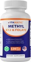 维生素甲基Folate & B12 配Pyridoxal 5 Phosphate(P-5-P)-促进心血管健康与能量代谢 - 120 快速溶解片 - 非 GMO & Gluten Free