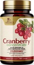 Cranberry Pills 补充 25,000mg - 新鲜 Cranberry 等效于维生素C & E - 尿液Tract 健康支持,无糖配方,果粉提取 - 非GMO,美国瓶装 - 60 Capsules