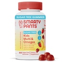 SmartyPants Kids Multivitamin Gummys,无糖:Omega 3(ALA),维生素D3,C,维生素B12,B6,A,K & Zinc for Imune Support, Biotin, Erythritol Free,草莓香蕉,44 Counts (22天供应)