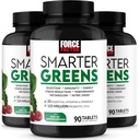 FORCE FACTOR Smarter Greens Plates, 3-Pack, Greens 补编,配有25+超级食品和抗氧化剂,以改善文摘,减少压力,加强豁免和支持代谢,270片