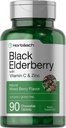 Horbaach Black Elderberry 配有维生素C和锌 90块可嚼的餐具 混合Berry Flavor + Immune 支持综合体 → 蔬菜、非GMO 和 Gluten 免费补充品