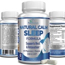 自然平静 睡眠援助与镁,L-Theanine,Melatonin,GABA, 5-Htp QQ 睡眠援助 QQ Non-GMO - 60 Capsules