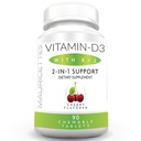 Maurittes Chewable Vitamin D3 with K2 – 2-in-1 Bone & Heart Health Support – Immune Boster – Natural Cherry Flavor – 90 成人与儿童板块