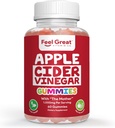 Feel Great Vitamins Apple Vider Vinegar Gummys – 与"母亲支持消化"合作的ACV & Daily Wellness – Vegan, Non-GMO, 60 Gummys